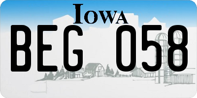 IA license plate BEG058