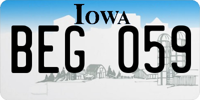 IA license plate BEG059