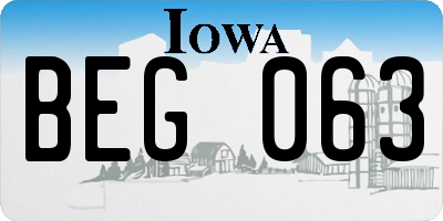 IA license plate BEG063