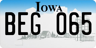 IA license plate BEG065