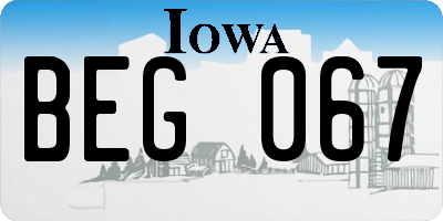 IA license plate BEG067