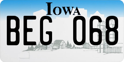 IA license plate BEG068
