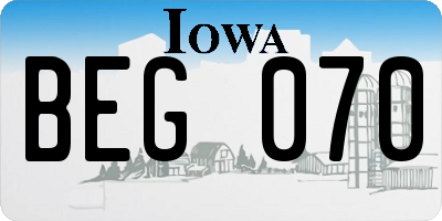 IA license plate BEG070