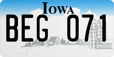 IA license plate BEG071