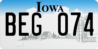 IA license plate BEG074