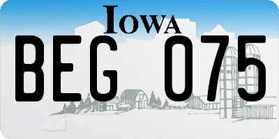 IA license plate BEG075