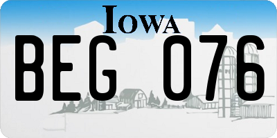 IA license plate BEG076