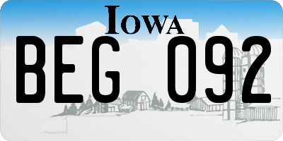 IA license plate BEG092
