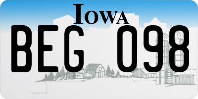 IA license plate BEG098