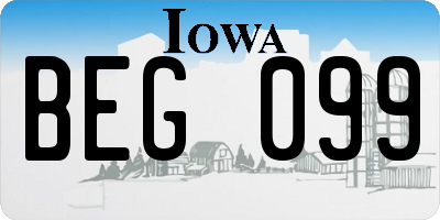 IA license plate BEG099