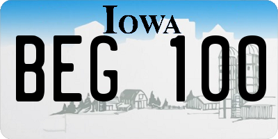 IA license plate BEG100