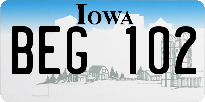 IA license plate BEG102