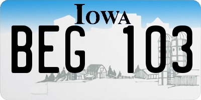 IA license plate BEG103