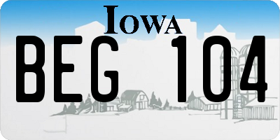 IA license plate BEG104