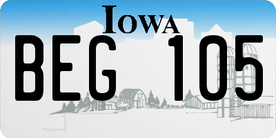 IA license plate BEG105