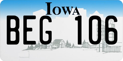 IA license plate BEG106