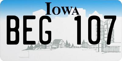 IA license plate BEG107