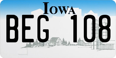 IA license plate BEG108