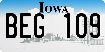 IA license plate BEG109