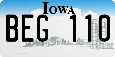 IA license plate BEG110