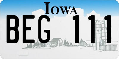IA license plate BEG111