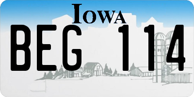 IA license plate BEG114