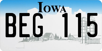 IA license plate BEG115