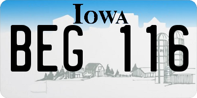 IA license plate BEG116