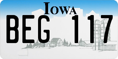 IA license plate BEG117