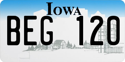 IA license plate BEG120