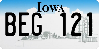 IA license plate BEG121