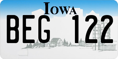 IA license plate BEG122