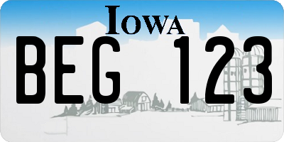 IA license plate BEG123