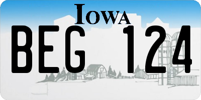IA license plate BEG124