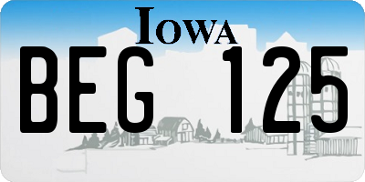 IA license plate BEG125