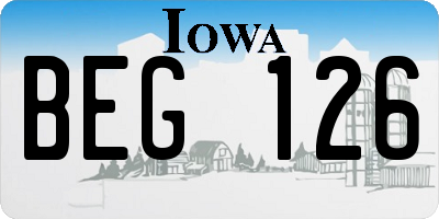 IA license plate BEG126