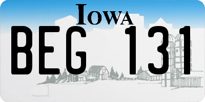 IA license plate BEG131