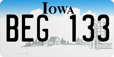 IA license plate BEG133