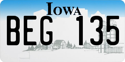 IA license plate BEG135