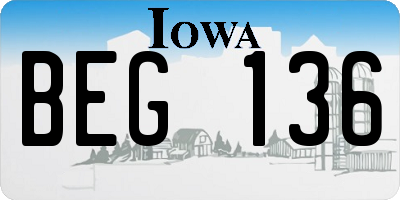 IA license plate BEG136