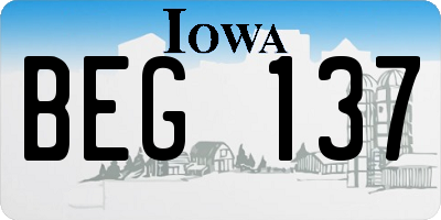 IA license plate BEG137
