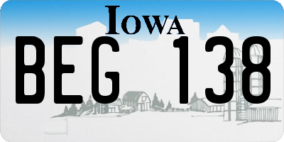 IA license plate BEG138