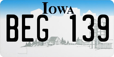 IA license plate BEG139