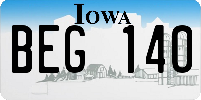 IA license plate BEG140