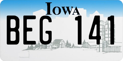 IA license plate BEG141