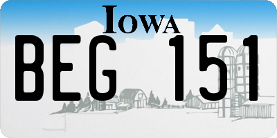 IA license plate BEG151