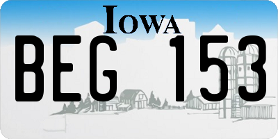 IA license plate BEG153