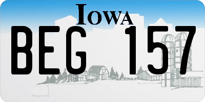 IA license plate BEG157
