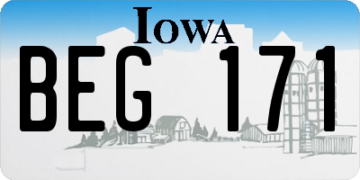 IA license plate BEG171