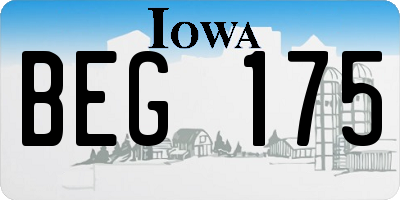 IA license plate BEG175